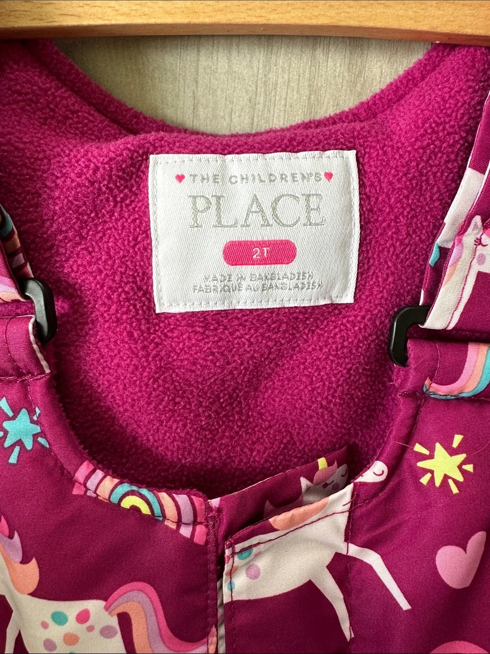 The Children's Place Toddler Girls Unicorn Snow Pants/ Overalls/Bibs - Burgundy